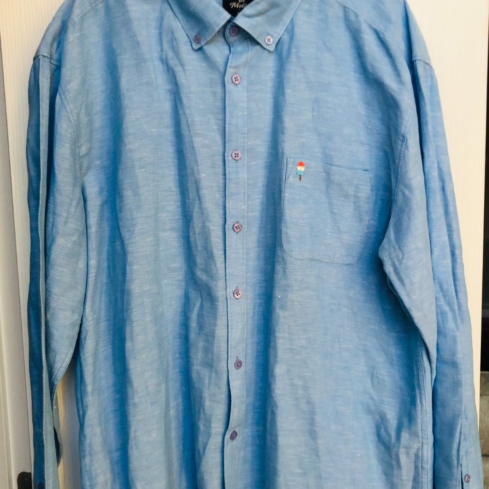 Artistry in Motion Mens Blue Buttondown Shirt - Size Large